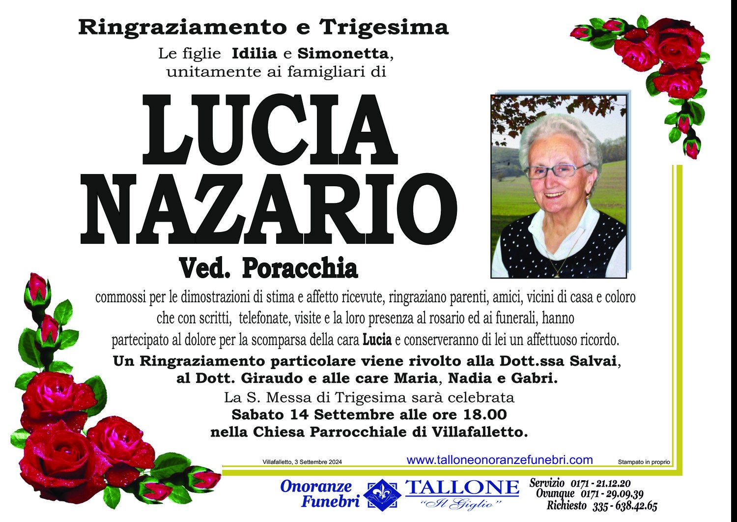 <br />
<b>Warning</b>:  Undefined variable $info in <b>/home/tallone/public_html/ringraziamenti.php</b> on line <b>68</b><br />
Lucia Nazario